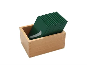 Montessori wooden sandpaper stroke board detail view, early education sensory learning toy.