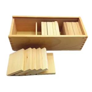 Montessori wooden weight tablets sensory educational toy set with storage box for kids.