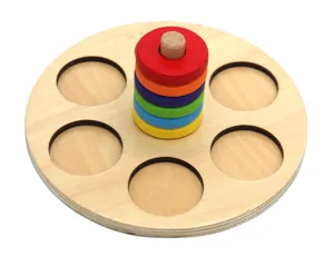 Montessori Holz Stapelspielzeug farbige Ringe Lernspielzeug für Kinder Früherziehung.