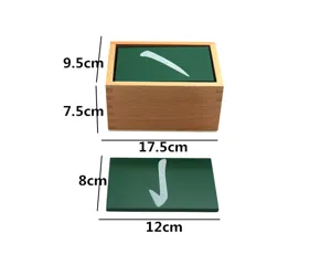 Montessori wooden sand writing board early education toy with storage box size details