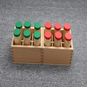 Montessori sound cylinders wooden educational toy sensory training tool for kids detail view
