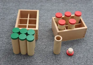 Montessori sensory sound cylinders early education learning toys for kids wooden box set