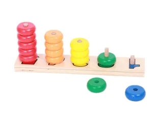 Giocattolo educativo di conteggio Montessori in legno anelli colorati impilabili per bambini
