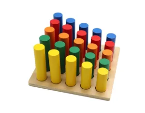 Montessori wooden cylinder socket block set educational sensory toy for kids height and color