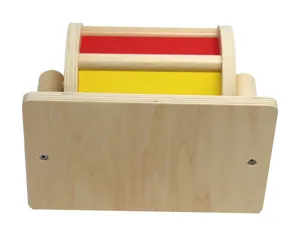 Montessori wooden spinning color drum toy for early education kindergarten kids learning.