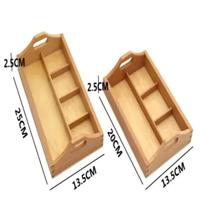Wooden Montessori sorting tray infant early education storage box multi-compartment tray