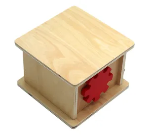 Wooden Montessori early education toy gear box detail view for children hand-eye training.