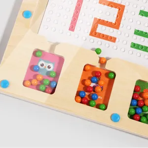 Wooden magnetic bead maze puzzle board for kids toddlers early educational toy detail.