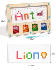 Wooden magnetic bead maze puzzle board toy for kids hand eye coordination early learning.
