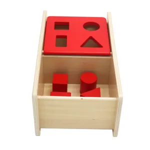 Montessori Wooden Geometric Shape Sorting Box Early Education Educational Learning Toy Toddler Baby Color Recognition Shape Matching Box