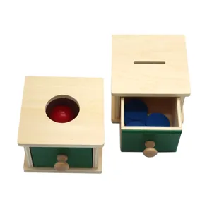 Montessori Wooden Coin Box And Ball Drawer Early Education Puzzle Learning Toy Wood Color Sorting Fine Motor Skills Toy