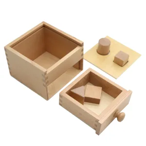 Montessori Holz Sortierbox, Lernspielzeug fuer Kleinkinder mit geometrischen Bausteinen.