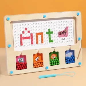Kids magnetic bead maze puzzle board wooden educational toy hand-eye coordination training