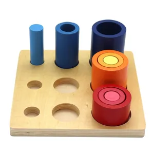 Montessori wooden cylinder socket blocks sensory early education toy for kids main
