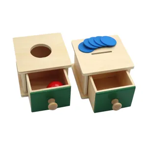 Montessori Wooden Object Permanence Box Toy Coin Drop and Ball Drop Early Education