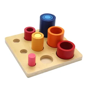 Wooden Montessori cylinder socket blocks toy, sensory educational teaching aids for early kids learning
