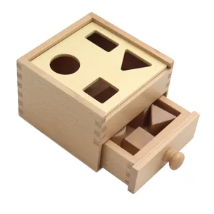 Holz Montessori Formensortierbox mit Schublade geometrisches Lernspielzeug für Kleinkinder