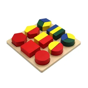 Hölzernes geometrisches Bruchpuzzle, Früherziehung Mathe Sortierspielzeug für Kinder.