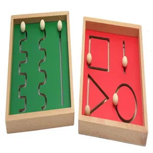 Montessori wooden pen control tracking toy detail, fine motor skill training for toddlers.