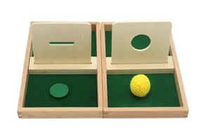 Montessori wooden early education toy set with wooden sorting trays and balls for kids.
