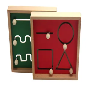 Montessori wooden early education shape and number tracing toy for hand-eye coordination detail.