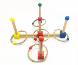 Wooden ring toss toy for kids, Montessori sensory educational toy, hand-eye coordination game.