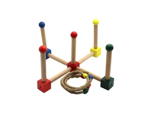 Wooden ring toss toy sensory early education montessori toy detail view for kids coordination.