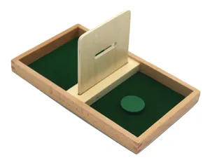 Montessori wooden coin drop box early education learning toy sensory training educational material