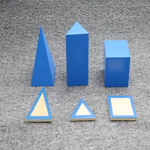 Montessori geometric solids wooden blocks early education sensory toys details and shapes