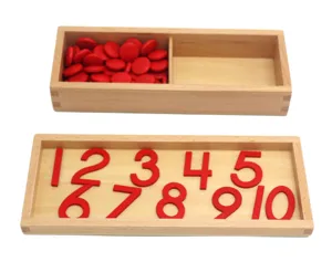 Montessori math toy wooden numbers and counters counting box for early childhood education kids