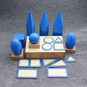 Montessori geometric solids wooden educational toy set for kids early learning sensory help