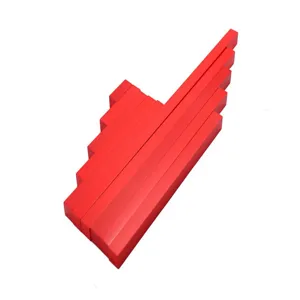 Detailed view of Montessori red rods wooden educational toys, sensory training math teaching aid.