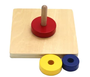 Hölzernes Montessori Stapelspielzeug für Kleinkinder, farbenfrohes frühkindliches Lernspielzeug.