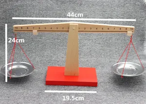 Montessori wooden balance scale toy educational arithmetic teaching aid with metal pans