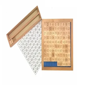 Montessori 1-100 consecutive wooden number board detail view, early math educational toy for kids.