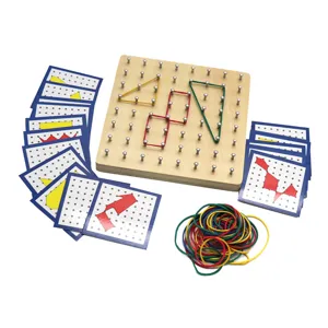 Wooden Math Geometry Peg Board Montessori Educational Toy Children Shape Learning Rubber Band Puzzle Toy Gift