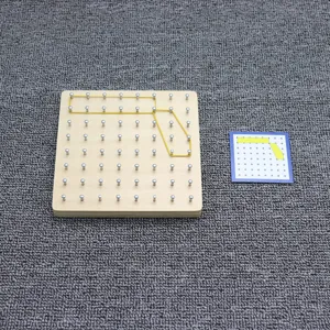 Wooden geoboard math learning toy for kids early education shape recognition pegboard main view