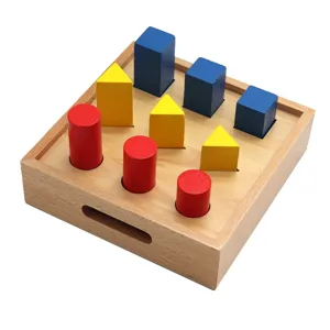 Wooden geometric shape sorting toy, children educational Montessori matching puzzle blocks