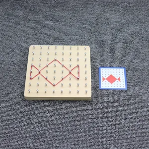 Wooden geoboard mathematical geometry educational toy for kids early learning and shape recognition.