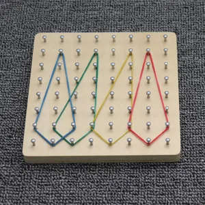 Wooden geoboard math learning toy for kids early education geometric shapes tool.