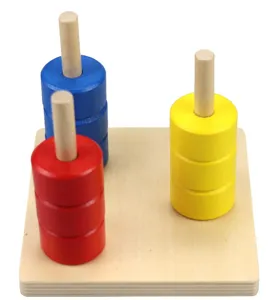 Montessori wooden sorting stacking toy for toddlers, early learning educational color rings.
