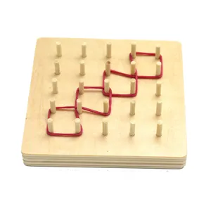 Wooden geoboard math manipulative toy for kids shape cognitive learning educational puzzle.