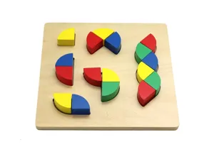 Wooden Montessori Fraction Puzzle Toy Educational Shape Sorting Board for Toddlers and Kids