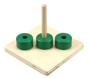 Montessori wooden toy early education stacking ring cylinder block for toddlers kids learning.