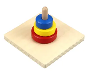 Montessori wooden educational toy stacking rings color sorting puzzle for toddlers
