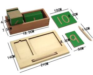 Montessori wooden tracing board early education toy set with numbers and pen for kids.