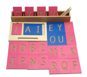 Montessori wooden alphabet tracing board for early education kids learning toys set.