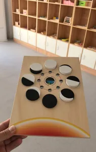 Montessori wooden moon phase puzzle board educational toy for kids learning astronomy science