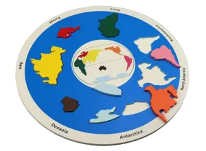 Kids wooden world map puzzle toy 7 continents cognitive early education learning toy board