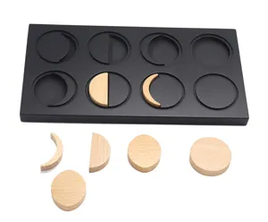 Montessori wooden moon phase toy board set, early education science learning aid for kids.